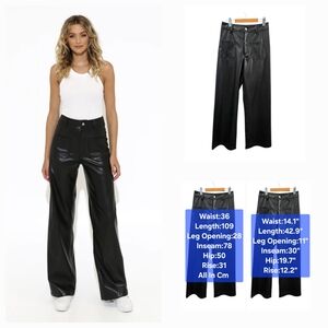 Madison the Label Vegan Leather High-Rise Wide-Leg Barwon Pants Size S
